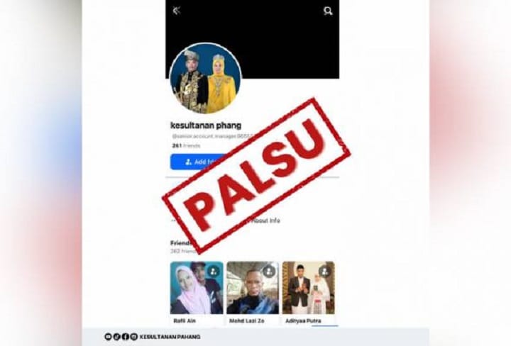 Berhati-hati dengan akaun media sosial palsu kerabat diraja Pahang Berhati-hati dengan akaun media sosial palsu kerabat diraja Pahang